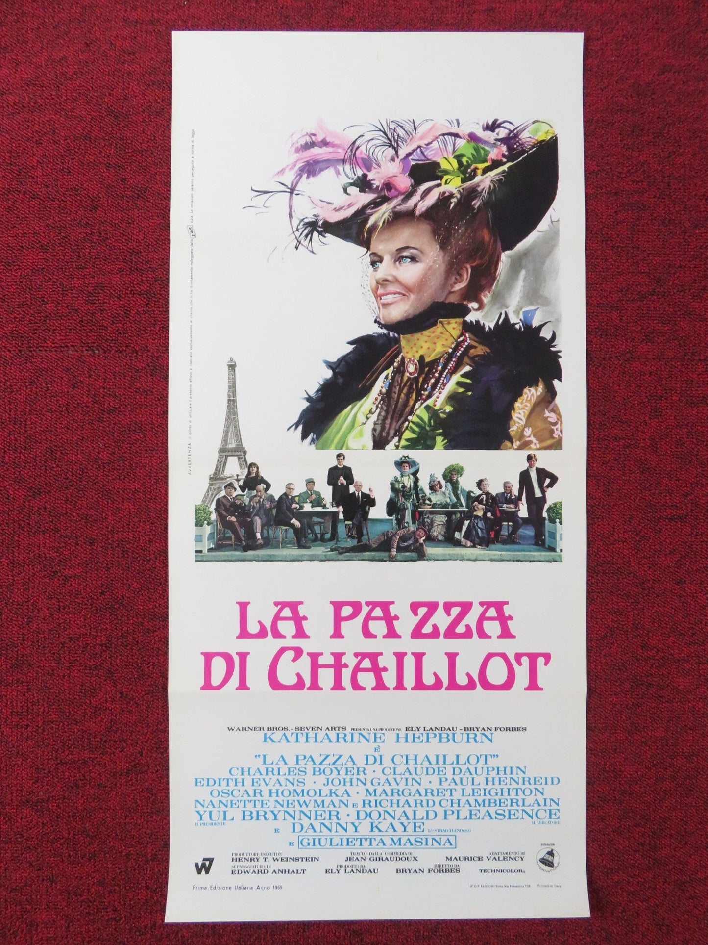 THE MADWOMAN OF CHAILLOT ITALIAN LOCANDINA POSTER KATHARINE HEPBURN 1969 Rendezvous Cinema Movie posters