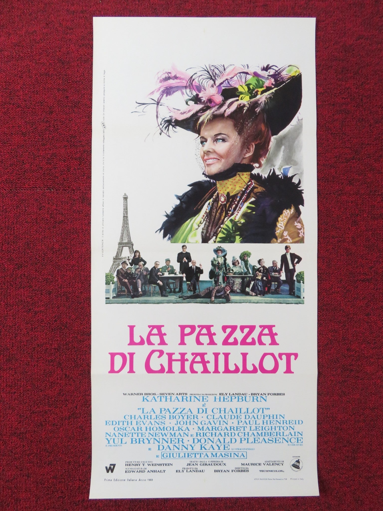 THE MADWOMAN OF CHAILLOT ITALIAN LOCANDINA POSTER KATHARINE HEPBURN 1969 Rendezvous Cinema Movie posters
