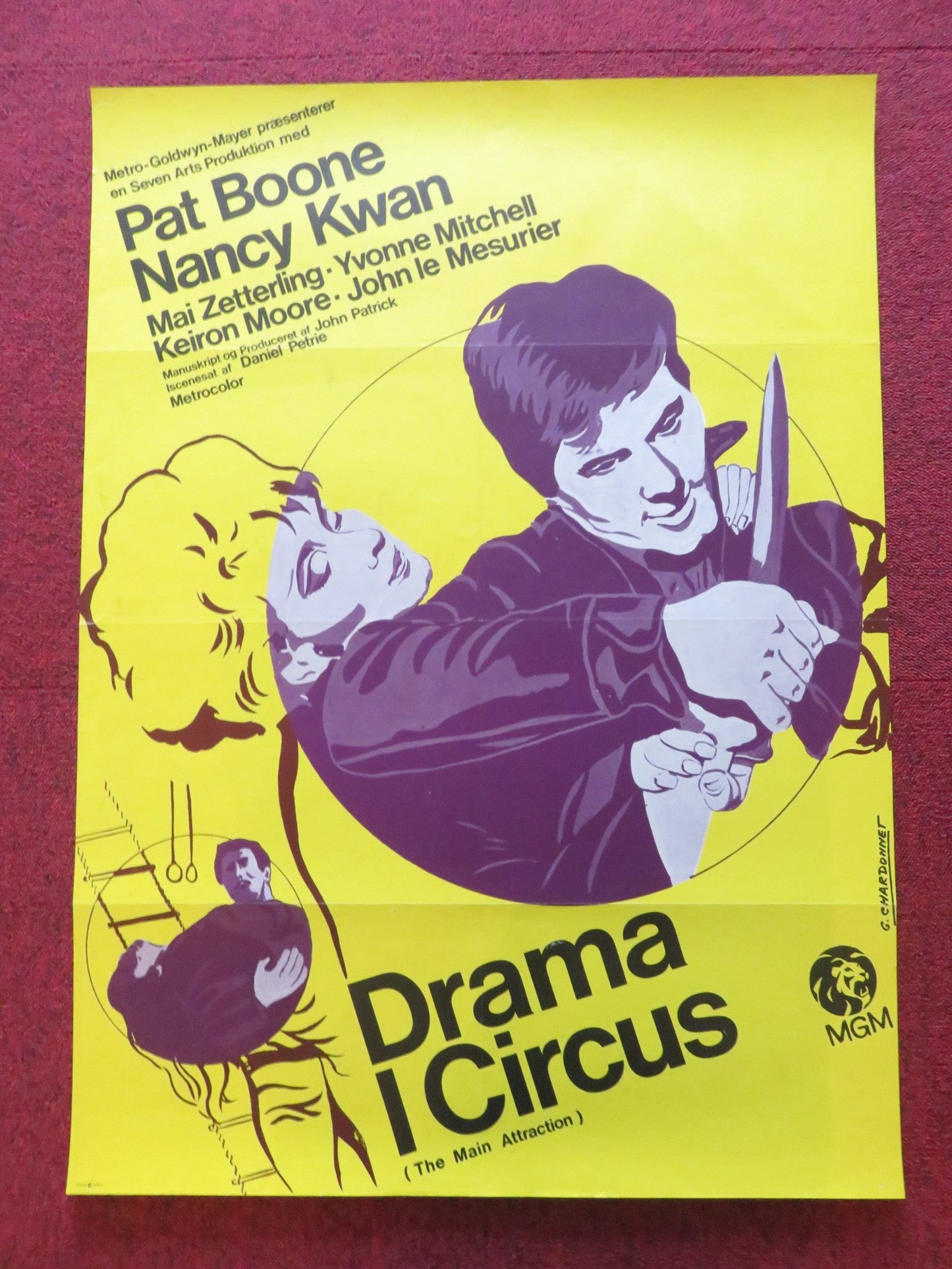 THE MAIN ATTRACTION DANISH POSTER ROLLED PAT BOONE NANCY KWAN 1970 Rendezvous Cinema Movie posters