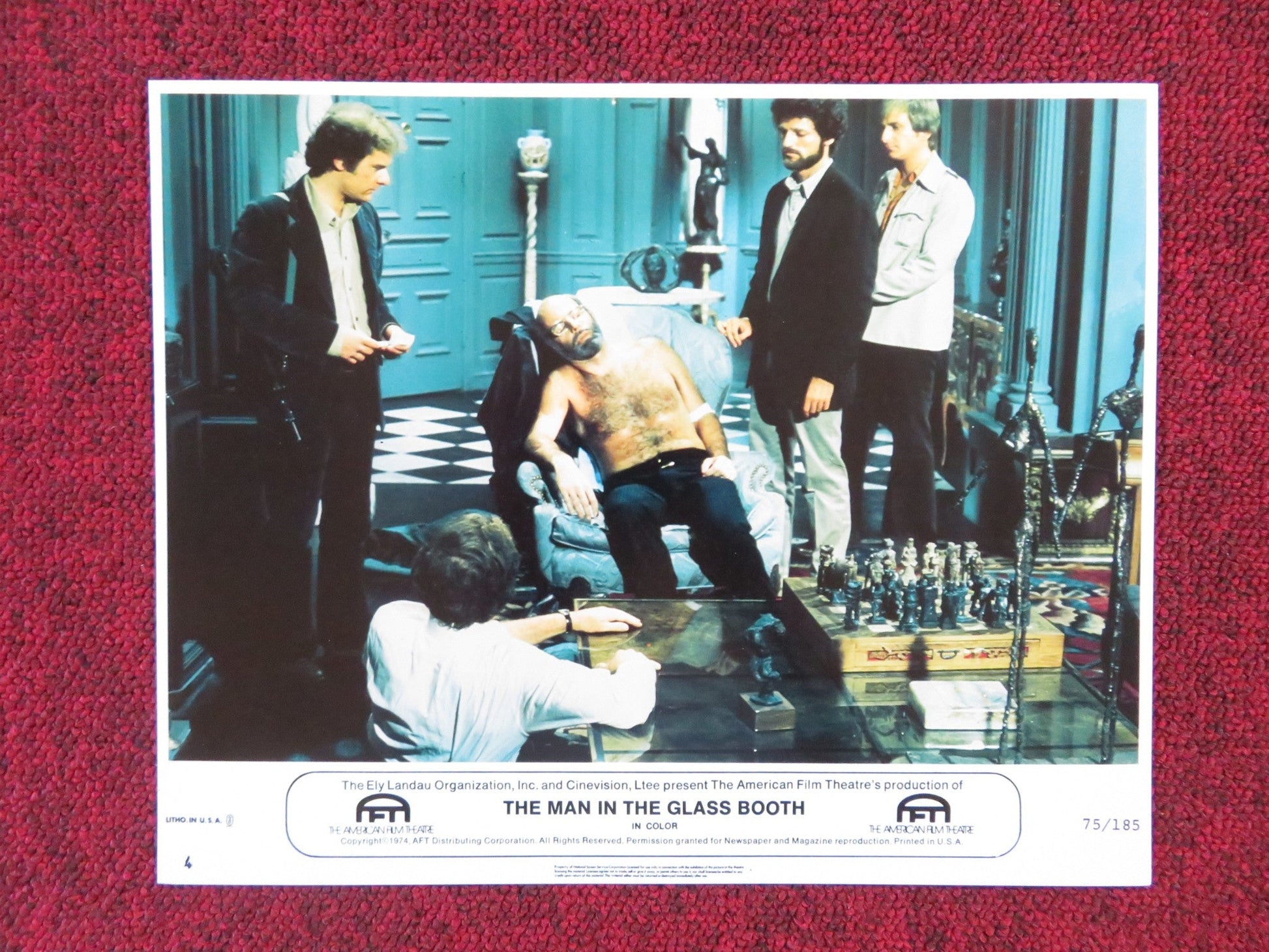 THE MAN IN THE GLASS BOOTH - 4 LOBBY CARD MAXIMILIAN SCHELL LOIS NETTLETON 1975 Rendezvous Cinema Movie posters