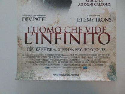 THE MAN WHO KNEW INFINITY ITALIAN LOCANDINA POSTER JEREMY IRONS DEV PATEL 2015 Movie posters