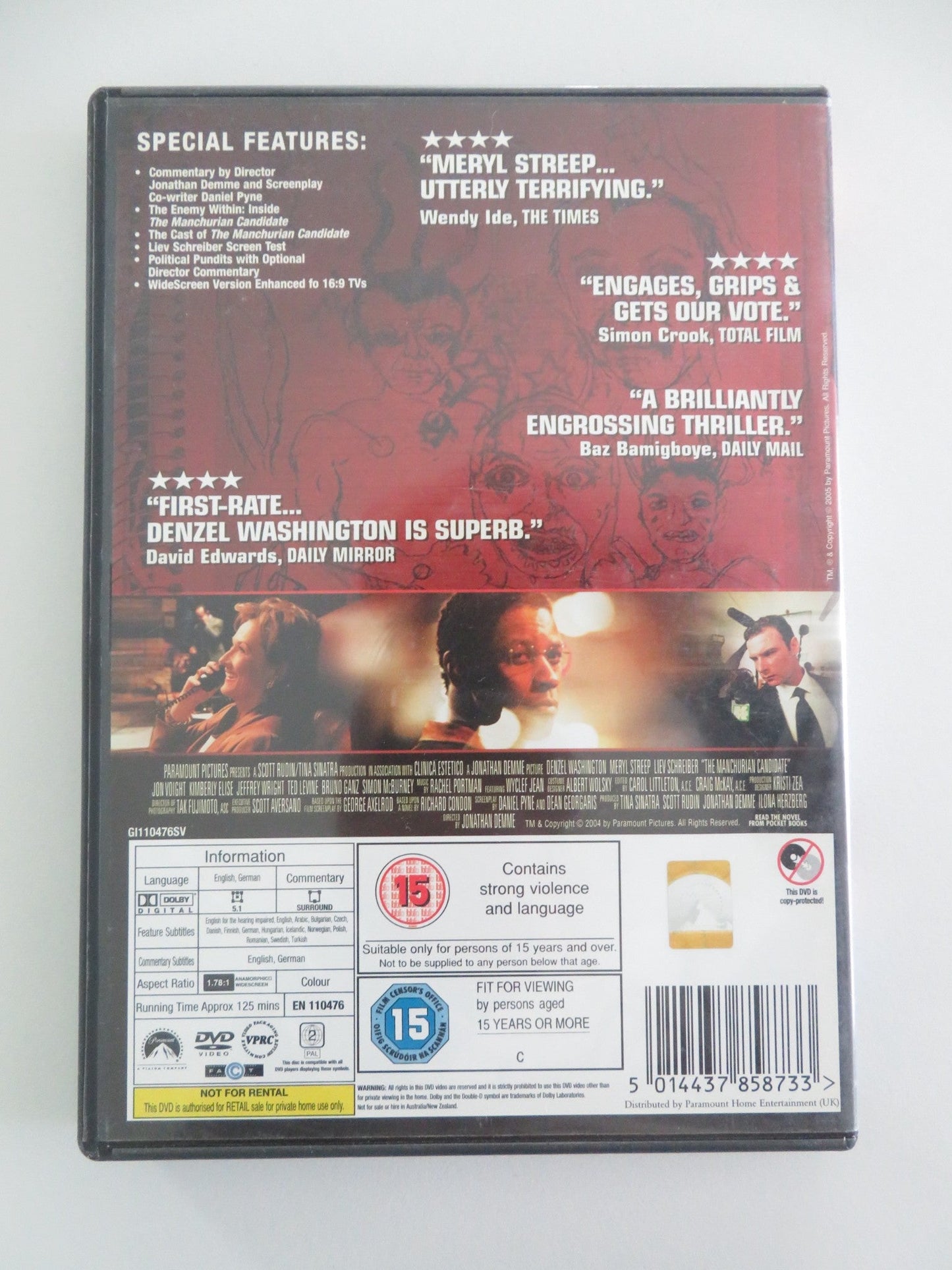 The Manchurian Candidate (DVD) Denzel Washington Meryl Streep 2004 Region 2 Movie posters