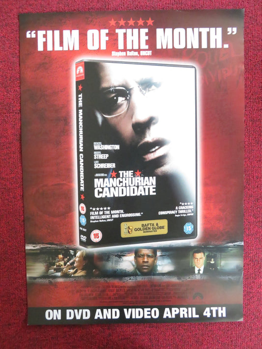 THE MANCHURIAN CANDIDATE VHS VIDEO POSTER DENZEL WASHINGTON LIEV SCHREIBER 2004 Rendezvous Cinema Movie posters