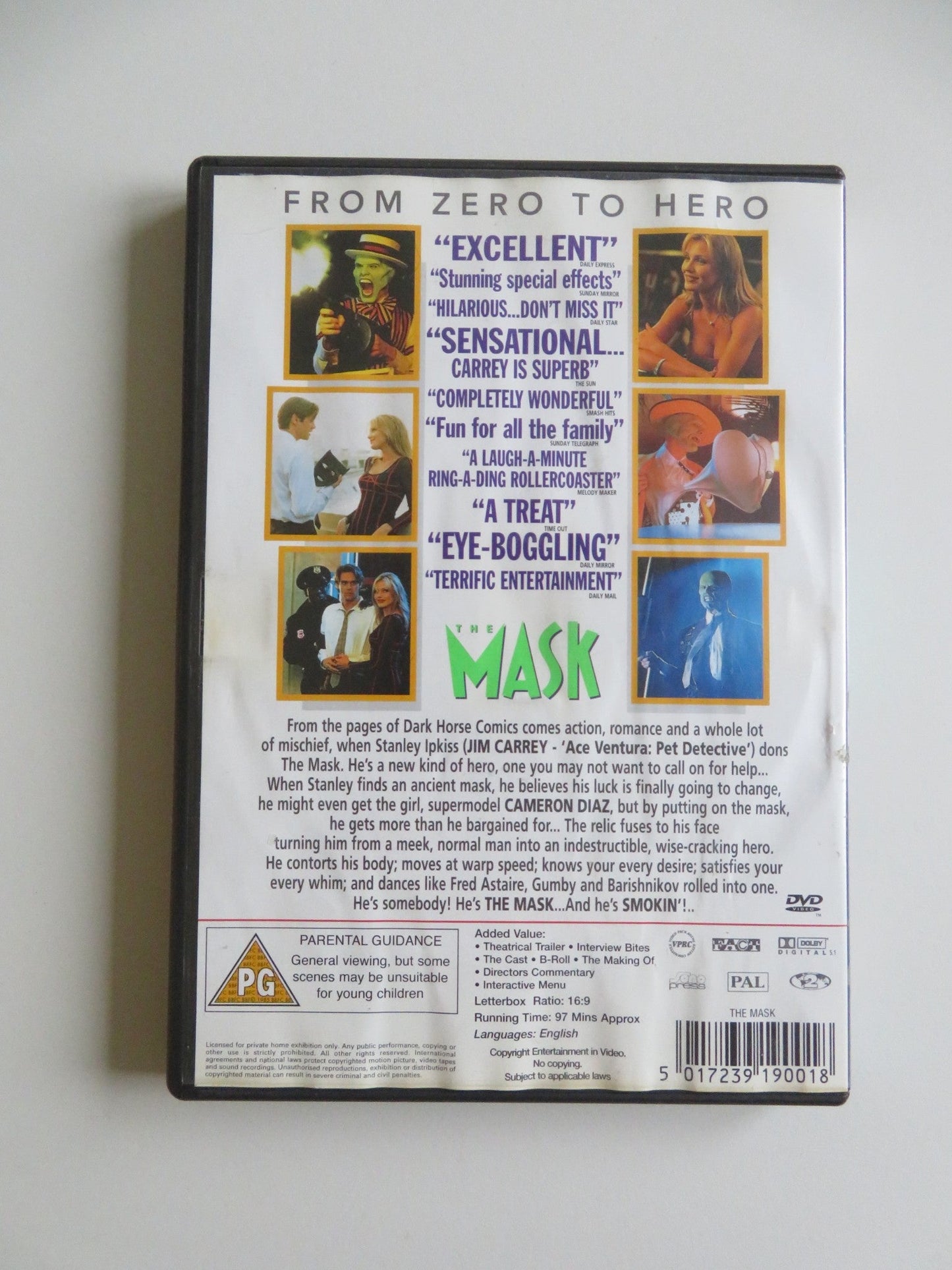 THE MASK (DVD) JIM CARREY CAMERON DIAZ 1994 REGION 2 Movie posters