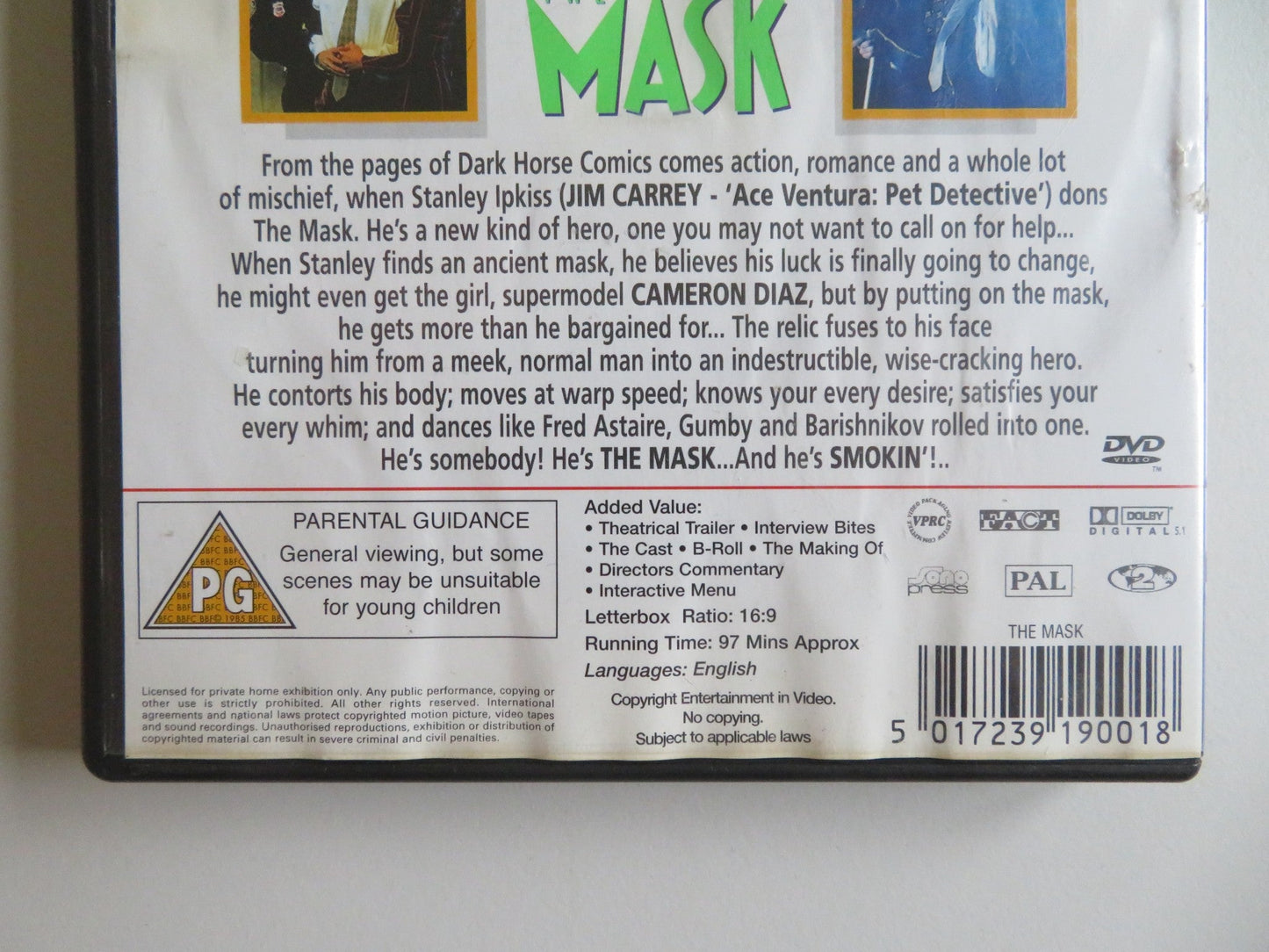 THE MASK (DVD) JIM CARREY CAMERON DIAZ 1994 REGION 2 Movie posters