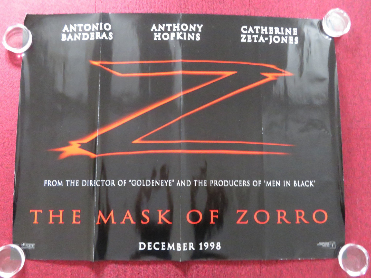 THE MASK OF ZORRO UK QUAD ROLLED POSTER ANTONIO BANDERAS ANTHONY HOPKINS 1998 Rendezvous Cinema Movie posters