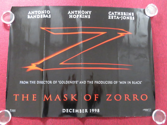 THE MASK OF ZORRO UK QUAD ROLLED POSTER ANTONIO BANDERAS ANTHONY HOPKINS 1998 Rendezvous Cinema Movie posters