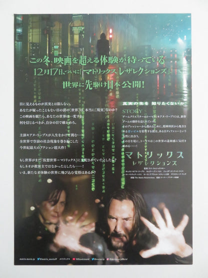THE MATRIX RESURRECTIONS JAPANESE CHIRASHI (B5) POSTER KEANU REEVES 2021 Rendezvous Cinema Movie posters