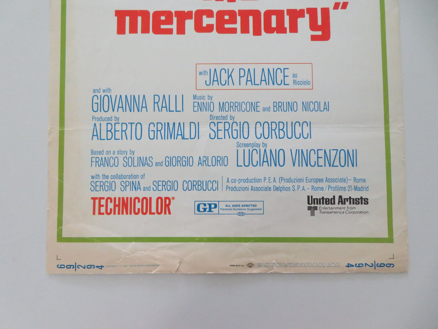 The Mercenary US Insert Poster Franco Nero Tony Musante 1969 Movie posters