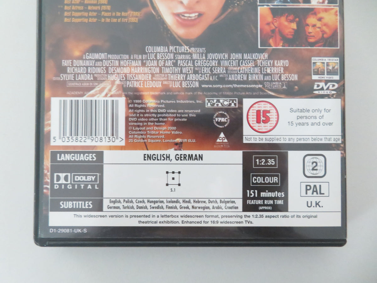 The Messenger: The Story of Joan of Arc (DVD) Milla Jovovich 1999 Region 2 Movie posters