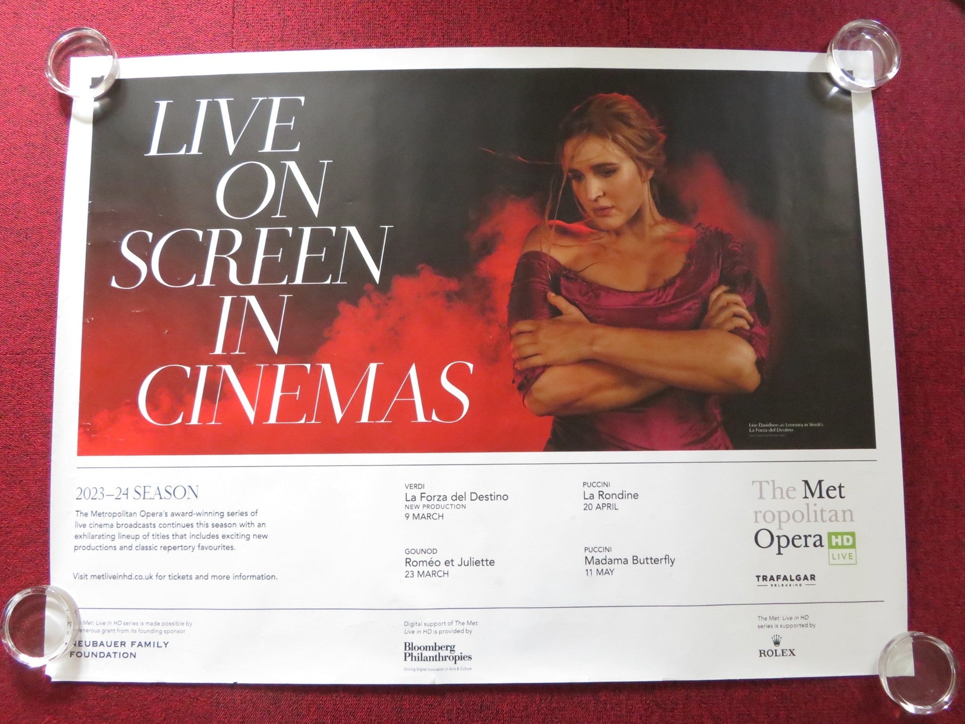 THE METROPOLITAN OPERA LIVE 2023/24 SEASON UK QUAD ROLLED POSTER DAVIDSEN 2023 Rendezvous Cinema Movie posters