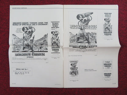 THE MIGHTY URSUS UNCUT PRESS BOOK FOLDED ED FURY CRISTINA GAIONI 1962 Rendezvous Cinema Movie posters