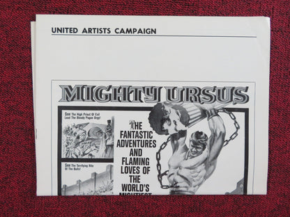 THE MIGHTY URSUS UNCUT PRESS BOOK FOLDED ED FURY CRISTINA GAIONI 1962 Rendezvous Cinema Movie posters