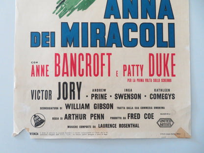 THE MIRACLE WORKER ITALIAN LOCANDINA POSTER ANNE BANCROFT PATTY DUKE 1962 Movie posters