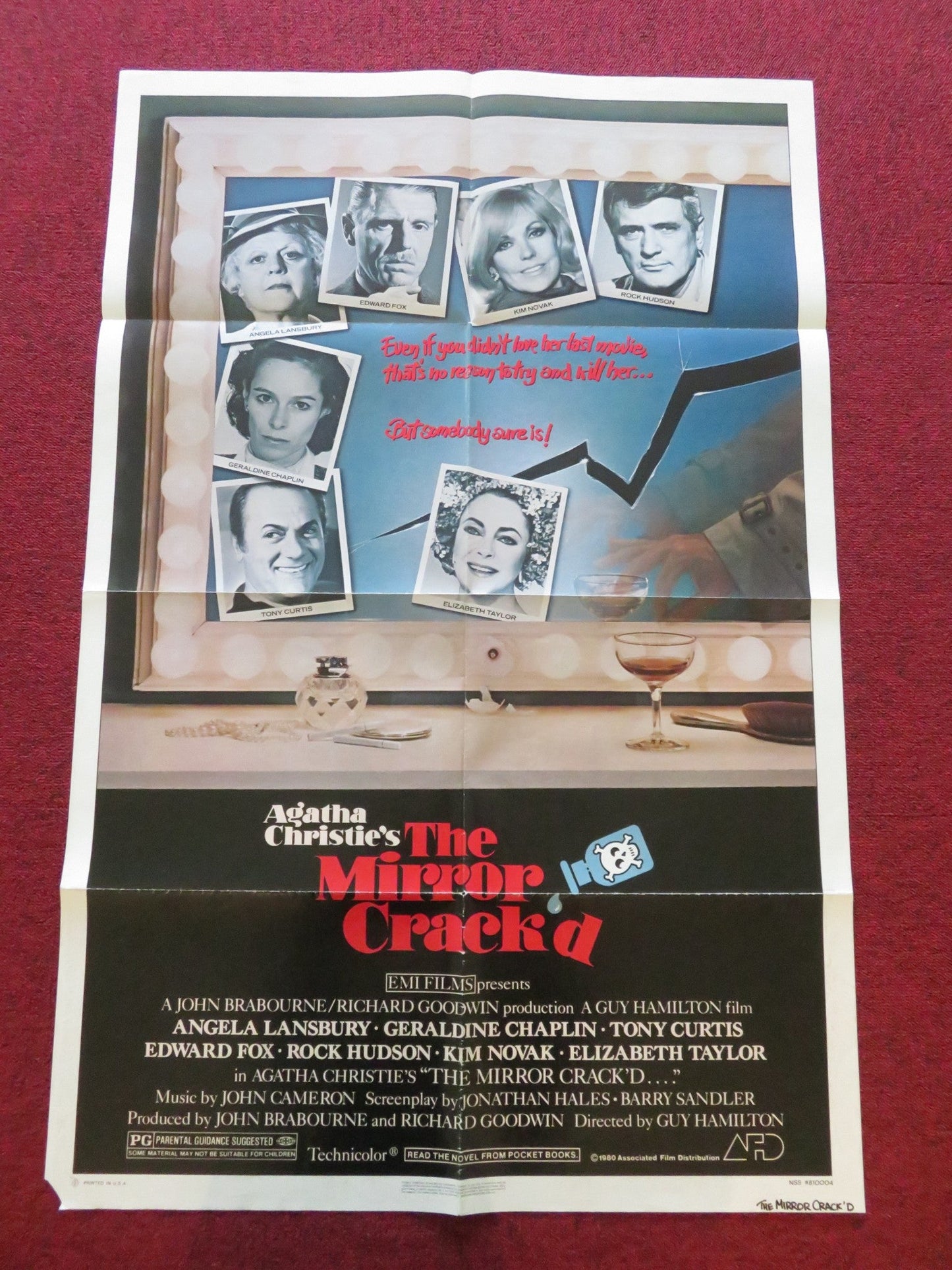 THE MIRROR CRACK'D FOLDED US ONE SHEET POSTER ANGELA LANSBURY TONY CURTIS 1980 Movie posters