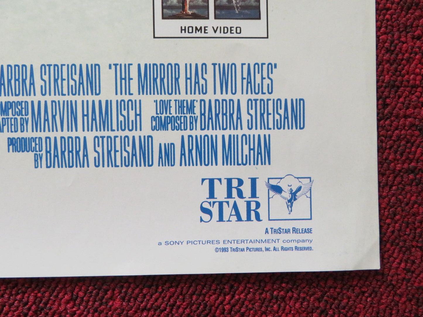 THE MIRROR HAS TWO FACES VHS VIDEO POSTER BARBRA STREISAND JEFF BRIDGES 1996 Rendezvous Cinema Movie posters