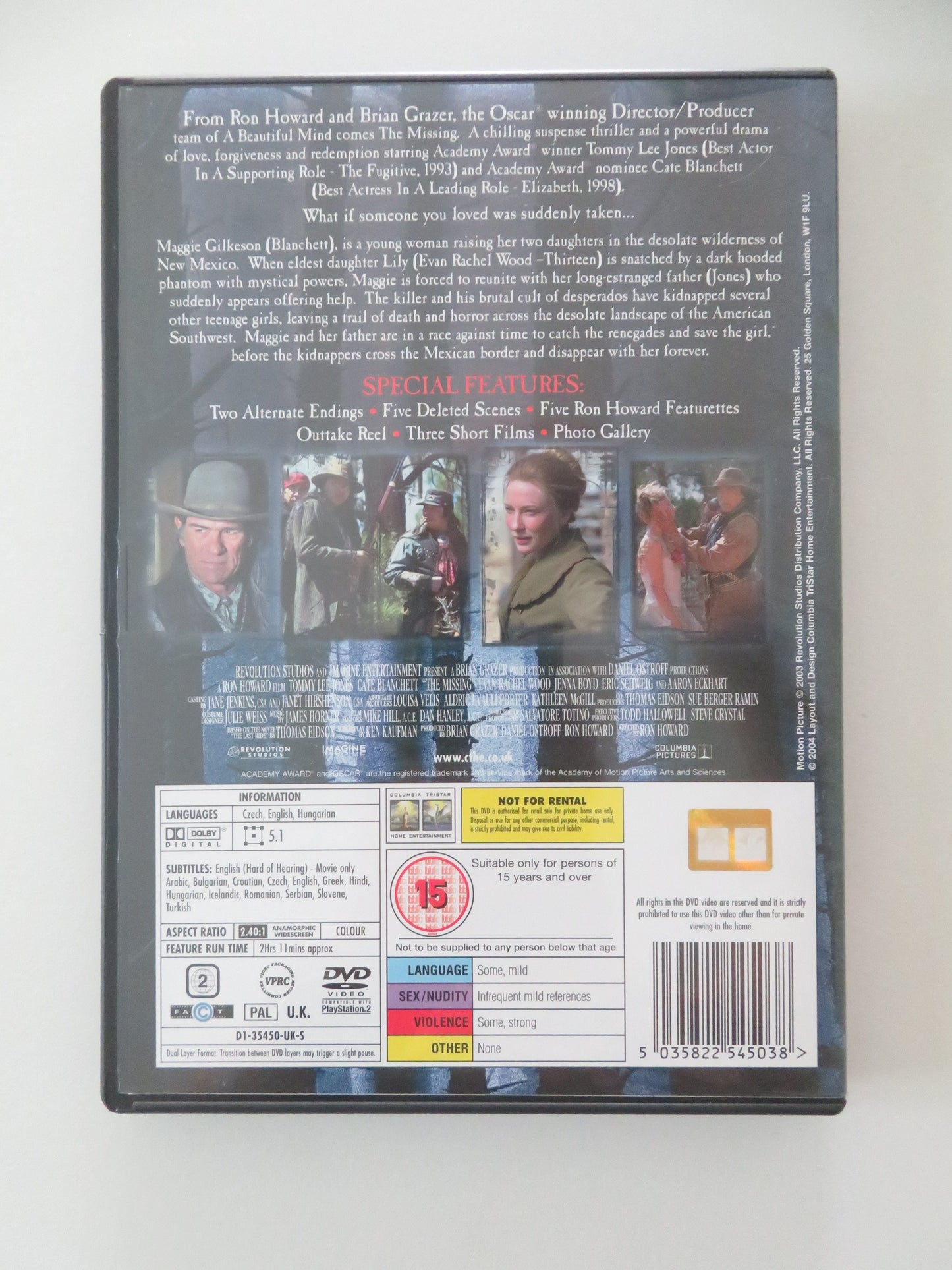 The Missing (DVD) Tommy Lee Jones Cate Blanchett Evan Rachel Wood 2003 Region 2 Movie posters