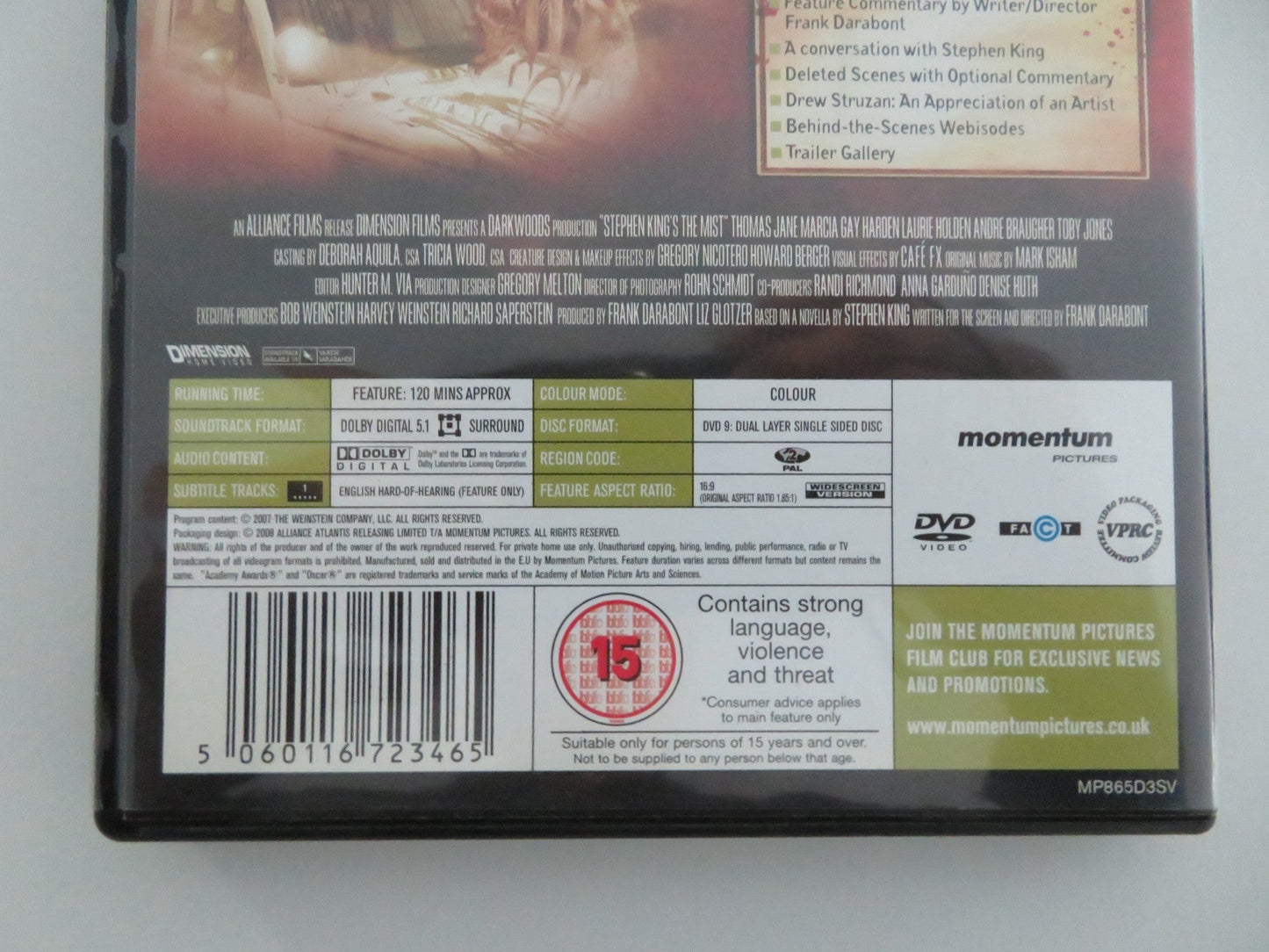 THE MIST (DVD) THOMAS JANE TOBY JONES 2007 REGION 2 Movie posters