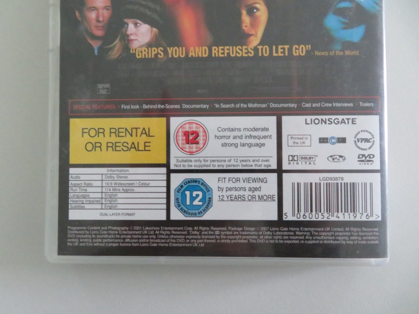 The Mothman Prophecies (DVD) Richard Gere David Eigenberg 2002 Region 2 Movie posters