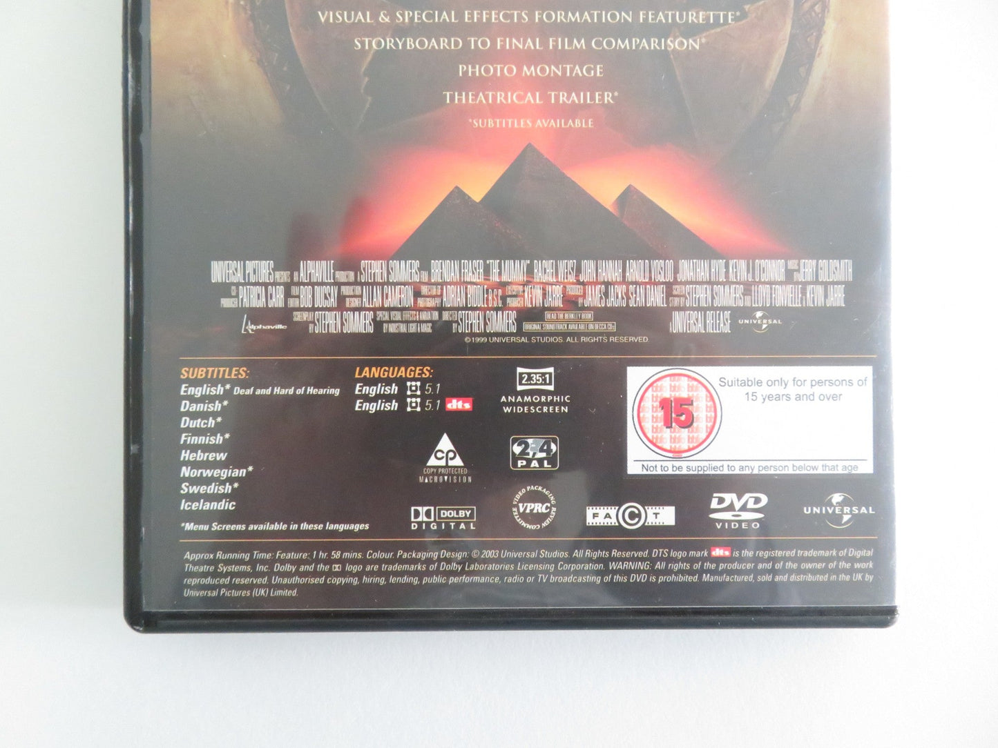 THE MUMMY (DVD) BRENDAN FRASER RACHEL WEISZ 1999 REGION 2, 4 Movie posters