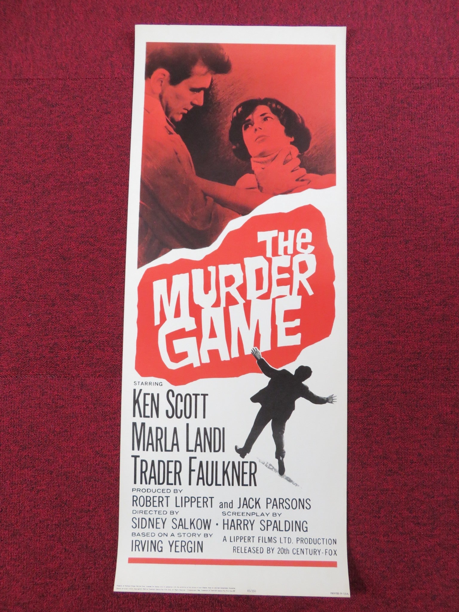 THE MURDER GAME US INSERT POSTER KEN SCOTT MARLA LANDI 1965 Rendezvous Cinema Movie posters