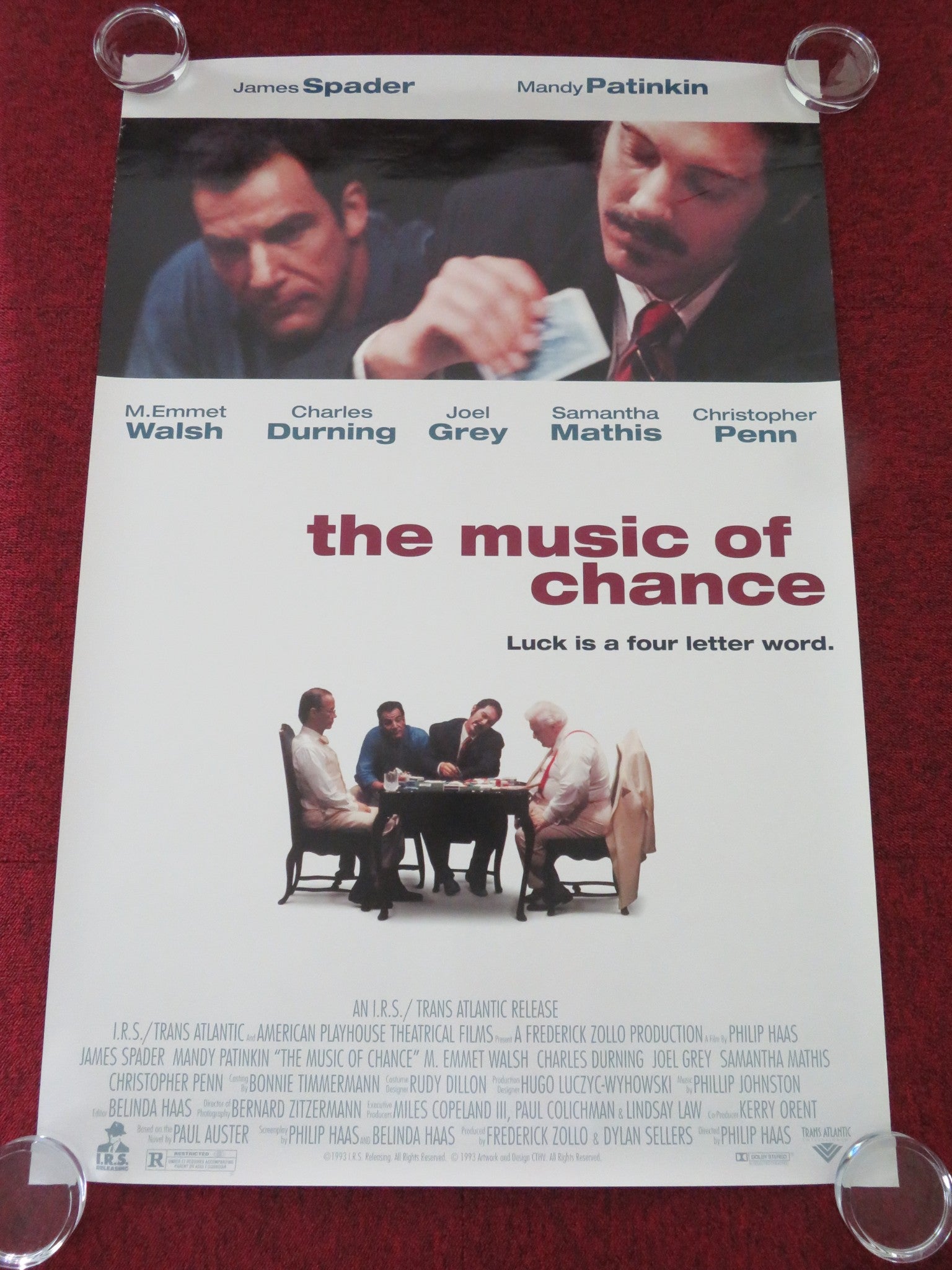 THE MUSIC OF CHANCE US ONE SHEET ROLLED POSTER JAMES SPADER MANDY PATINKIN 1993 Movie posters