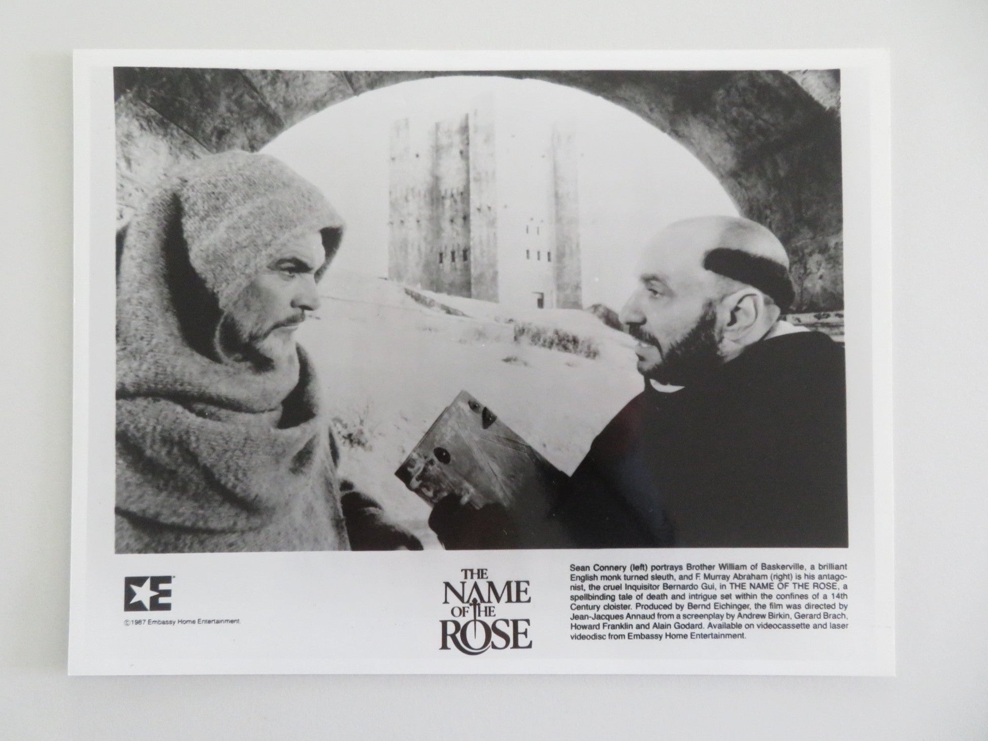 The Name of the Rose - B Movie Still Photo Lot Of 2 Sean Connery 1986 Movie posters