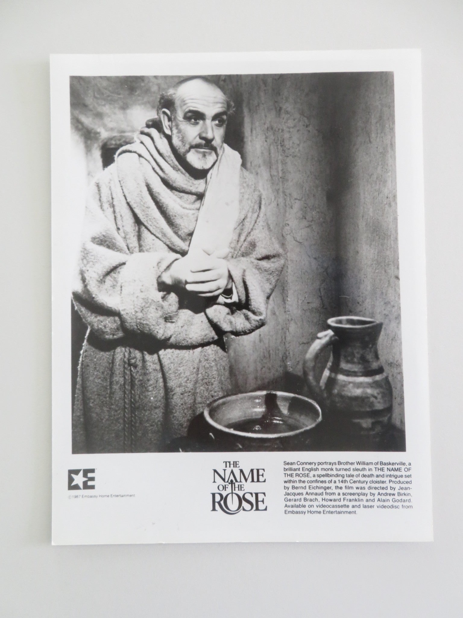 The Name of the Rose - B Movie Still Photo Lot Of 2 Sean Connery 1986 Movie posters