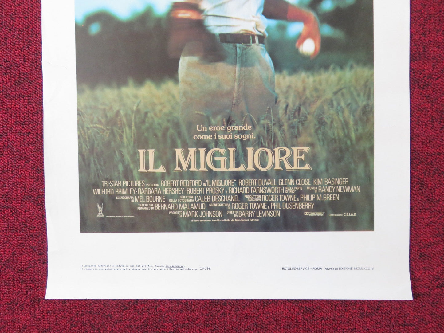 THE NATURAL ITALIAN LOCANDINA POSTER ROBERT REDFORD ROBERT DUVALL 1984 Rendezvous Cinema Movie posters
