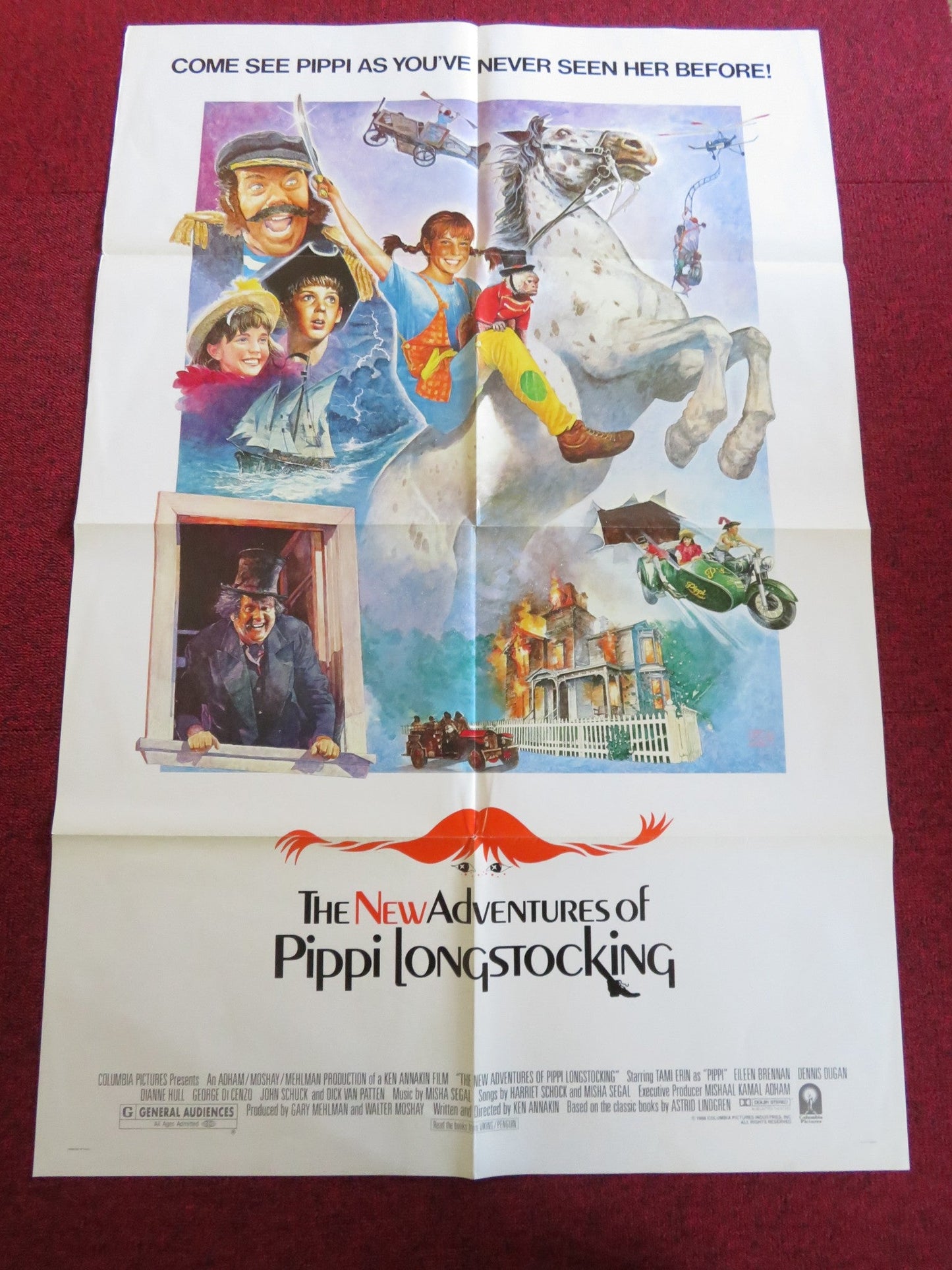 THE NEW ADVENTURES OF PIPPI LONGSTOCKING FOLDED US ONE SHEET POSTER 1988 Rendezvous Cinema Movie posters