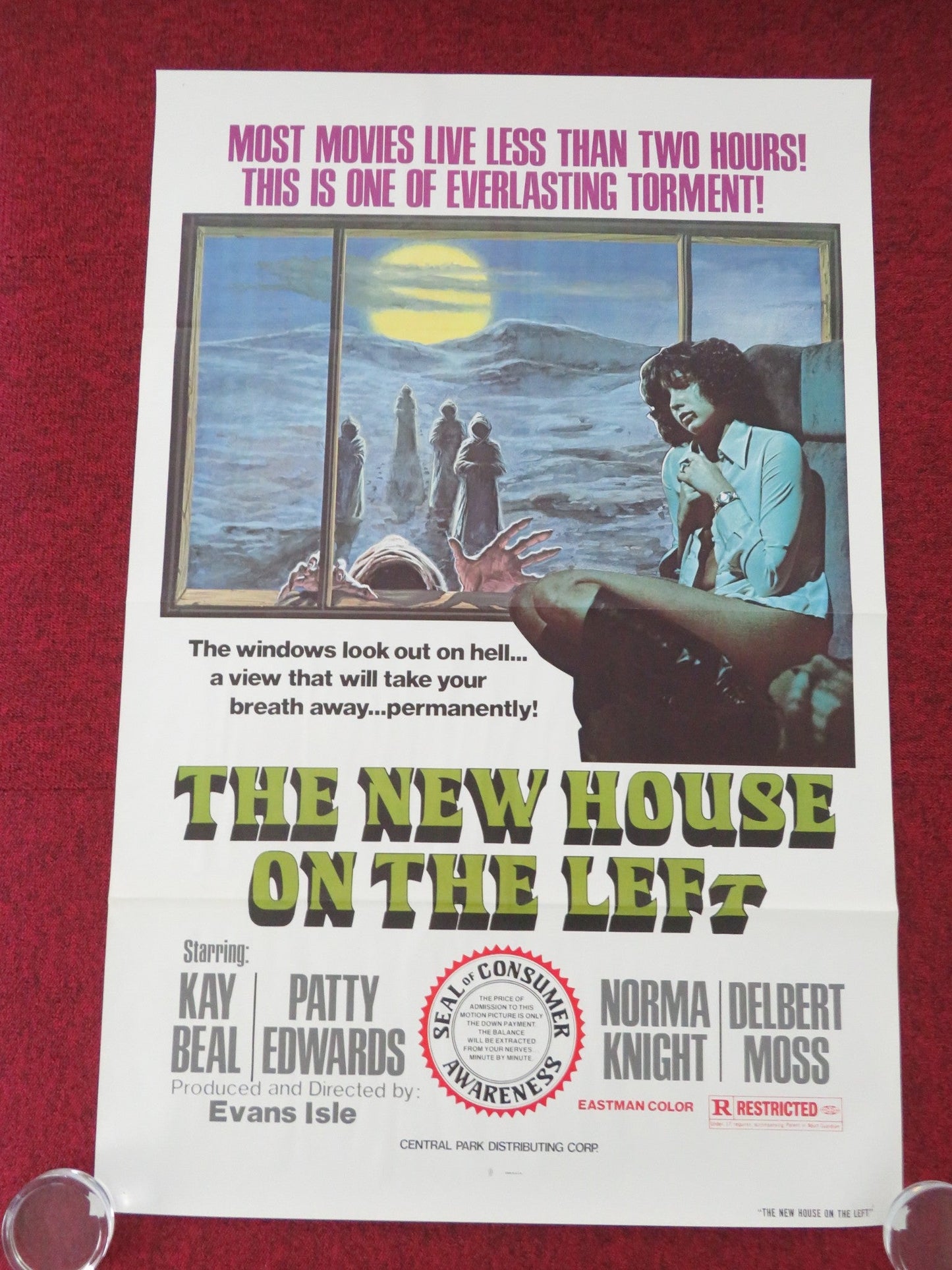 THE NEW HOUSE ON THE LEFT US TRI - FOLDED ONE SHEET ROLLED POSTER KAY BEAL 1975 Movie posters