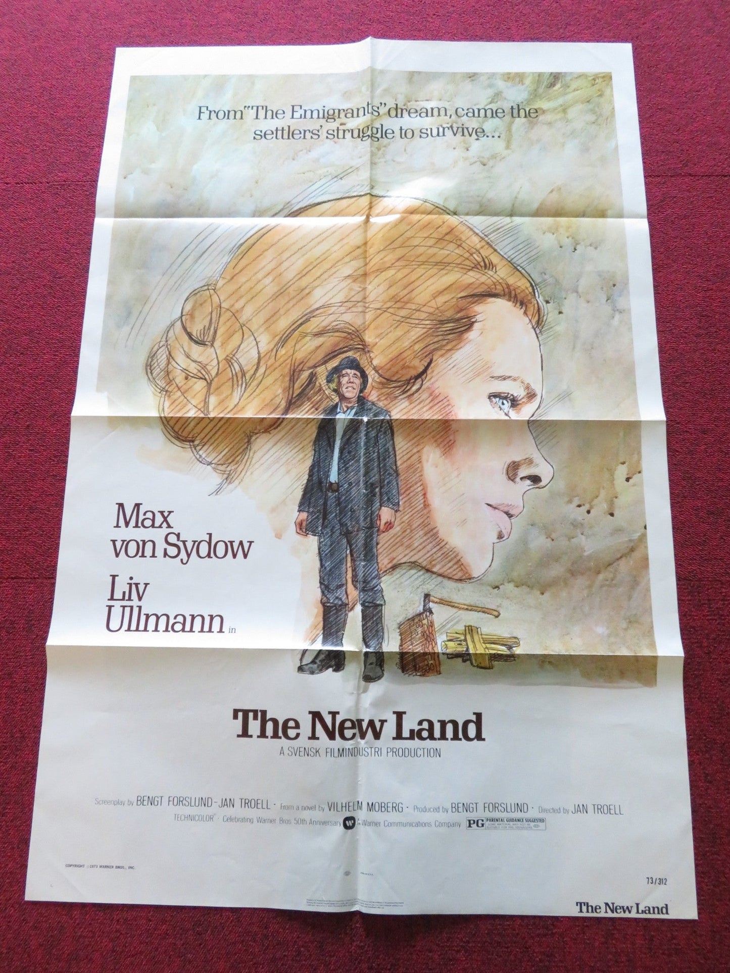 THE NEW LAND FOLDED US ONE SHEET POSTER MAX VON SYDOW LIV ULLMAN 1973 Rendezvous Cinema Movie posters