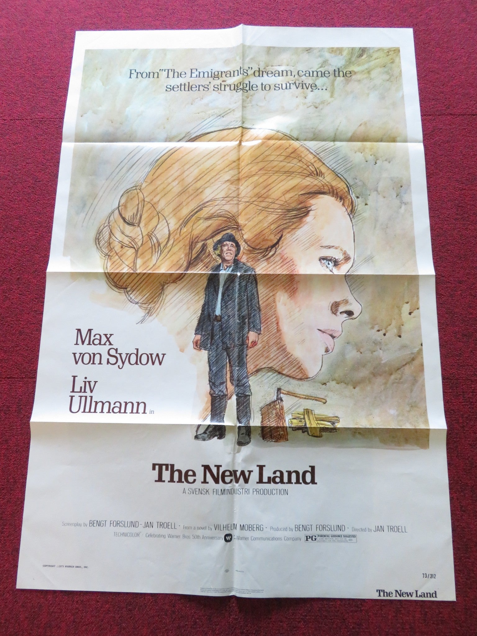 THE NEW LAND FOLDED US ONE SHEET POSTER MAX VON SYDOW LIV ULLMAN 1973 Rendezvous Cinema Movie posters