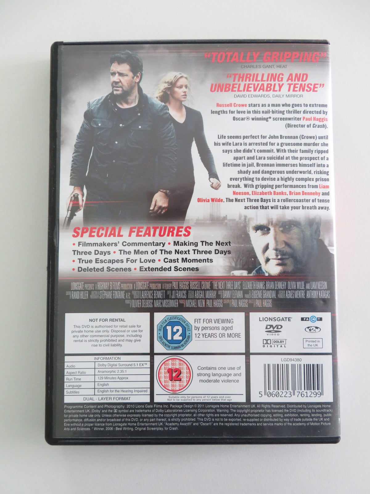 The Next Three Days (DVD) Russell Crowe Elizabeth Banks 2010 Region 2 Movie posters