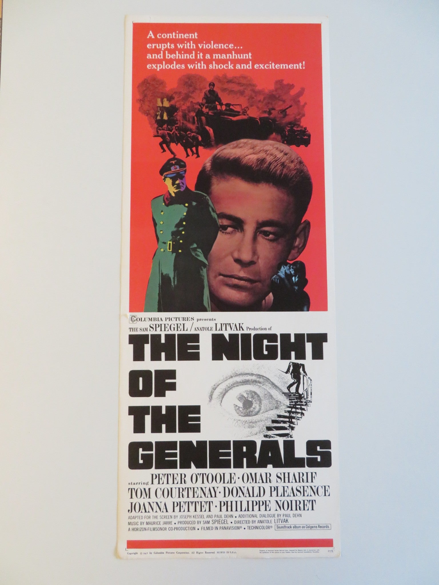 THE NIGHT OF THE GENERALS US INSERT POSTER PETER O'TOOLE OMAR SHARIF 1967 Rendezvous Cinema Movie posters