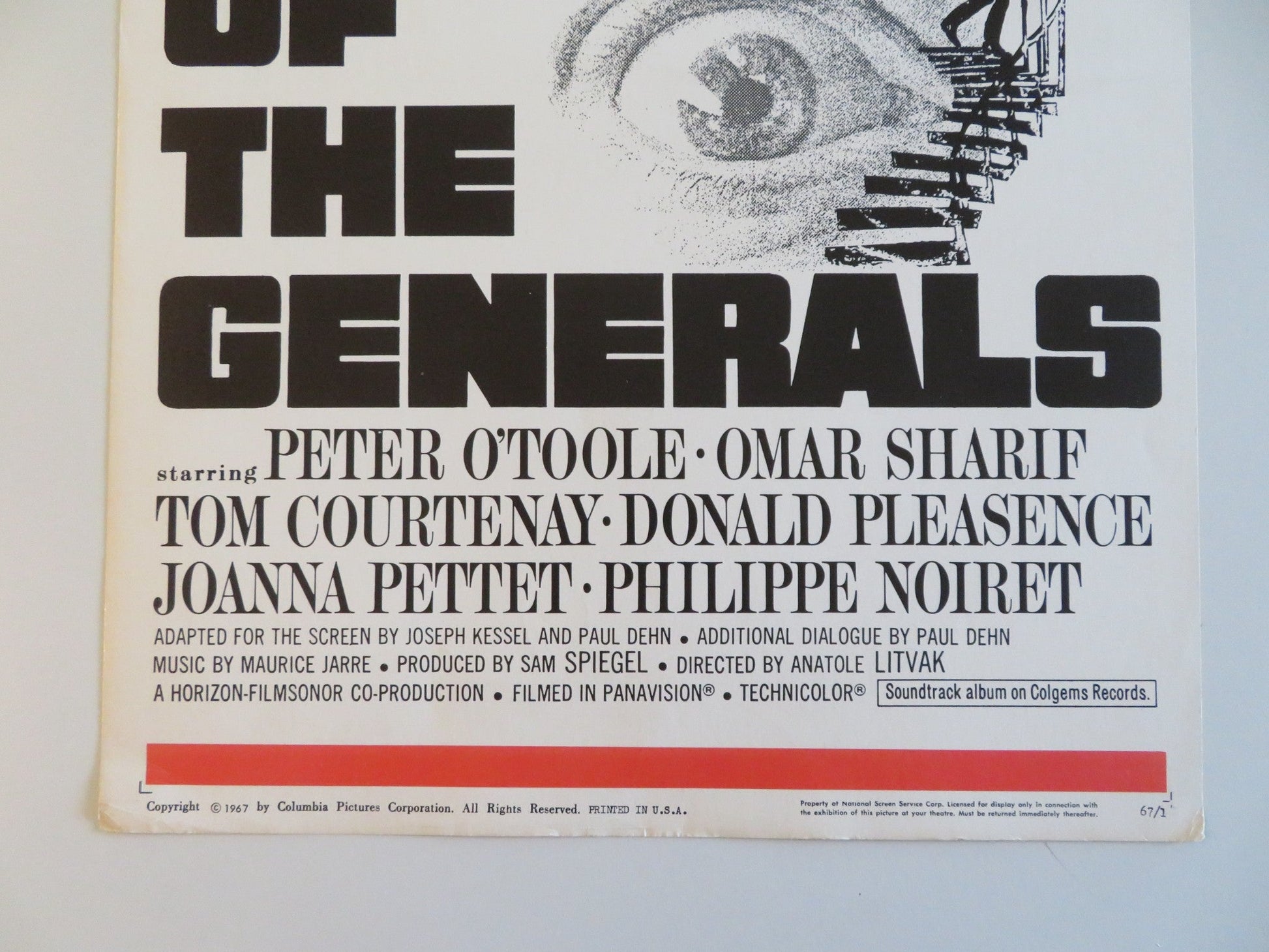 THE NIGHT OF THE GENERALS US INSERT POSTER PETER O'TOOLE OMAR SHARIF 1967 Rendezvous Cinema Movie posters