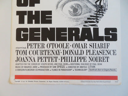 THE NIGHT OF THE GENERALS US INSERT POSTER PETER O'TOOLE OMAR SHARIF 1967 Rendezvous Cinema Movie posters