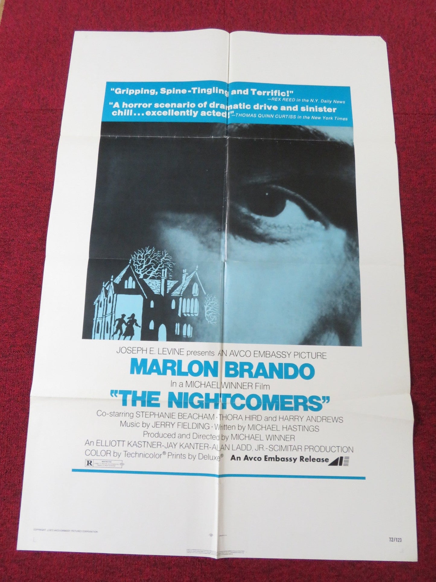 THE NIGHTCOMERS FOLDED US ONE SHEET POSTER MARLON BRANDO STEPHANIE BEACHAM 1972 Rendezvous Cinema Movie posters