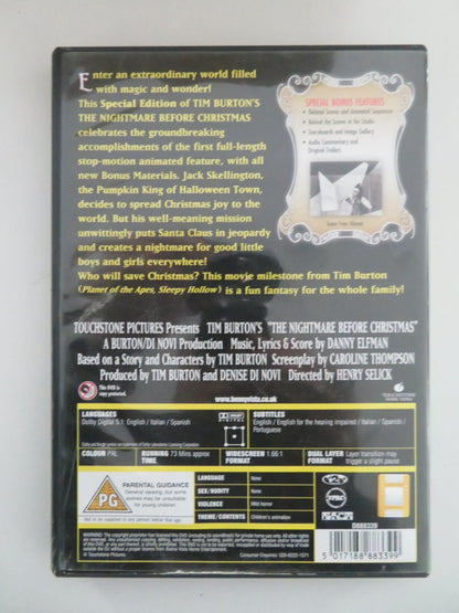 THE NIGHTMARE BEFORE CHRISTMAS - SPECIAL EDITION (DVD) ELFMAN 1993 REGION 2 Movie posters