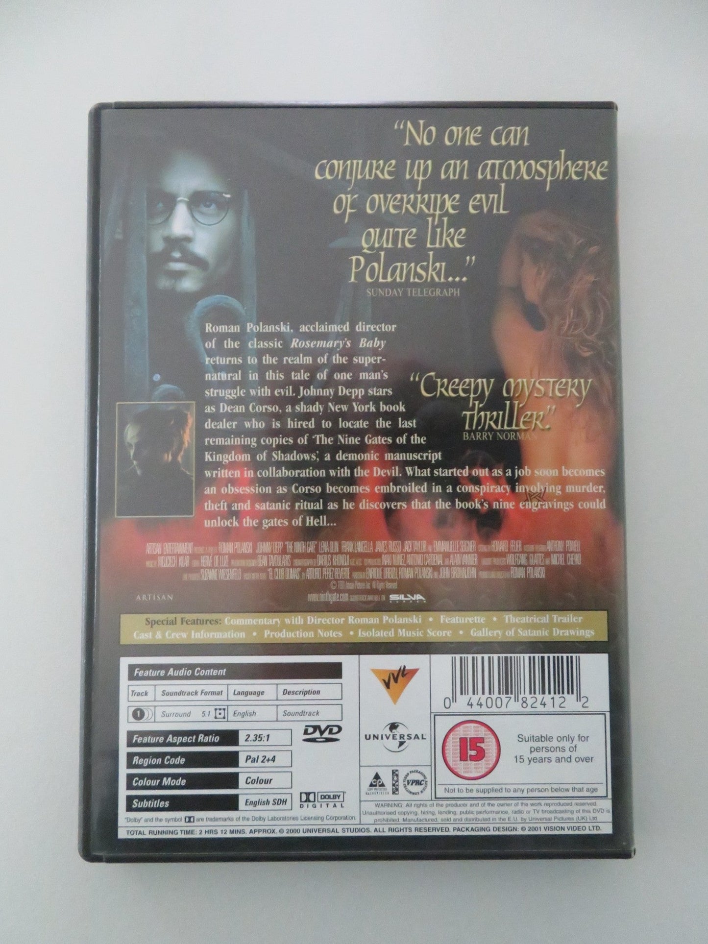 The Ninth Gate (DVD) Johnny Depp Frank Langella 1999 Region 2 Movie posters