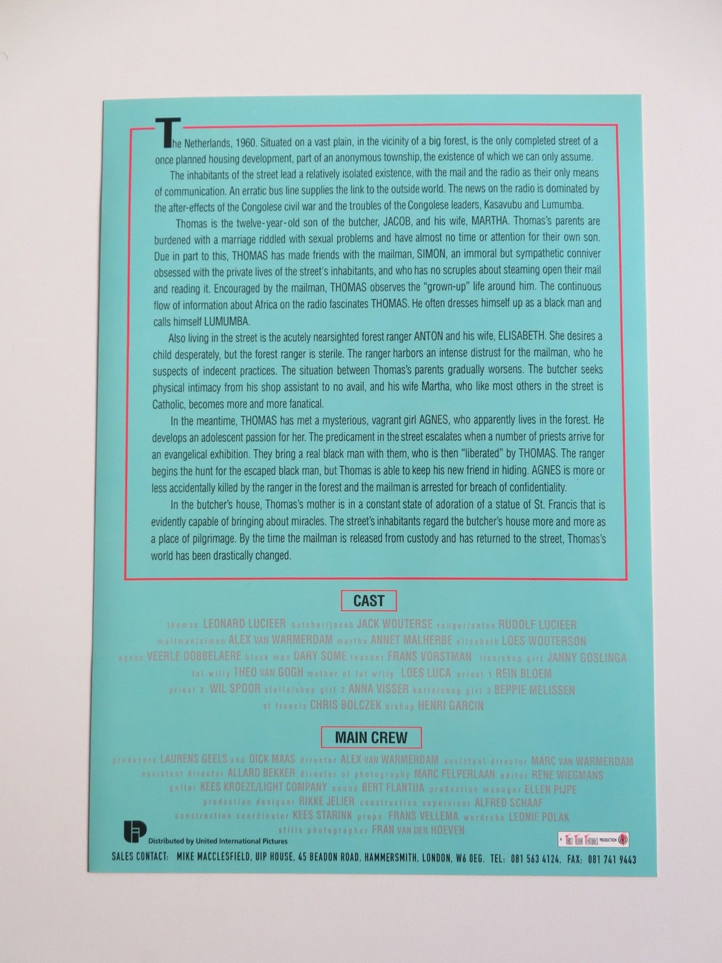THE NORTHERNERS PRESS KIT 1992 JACK WOUTERSE ANNET MALHERBE Movie posters