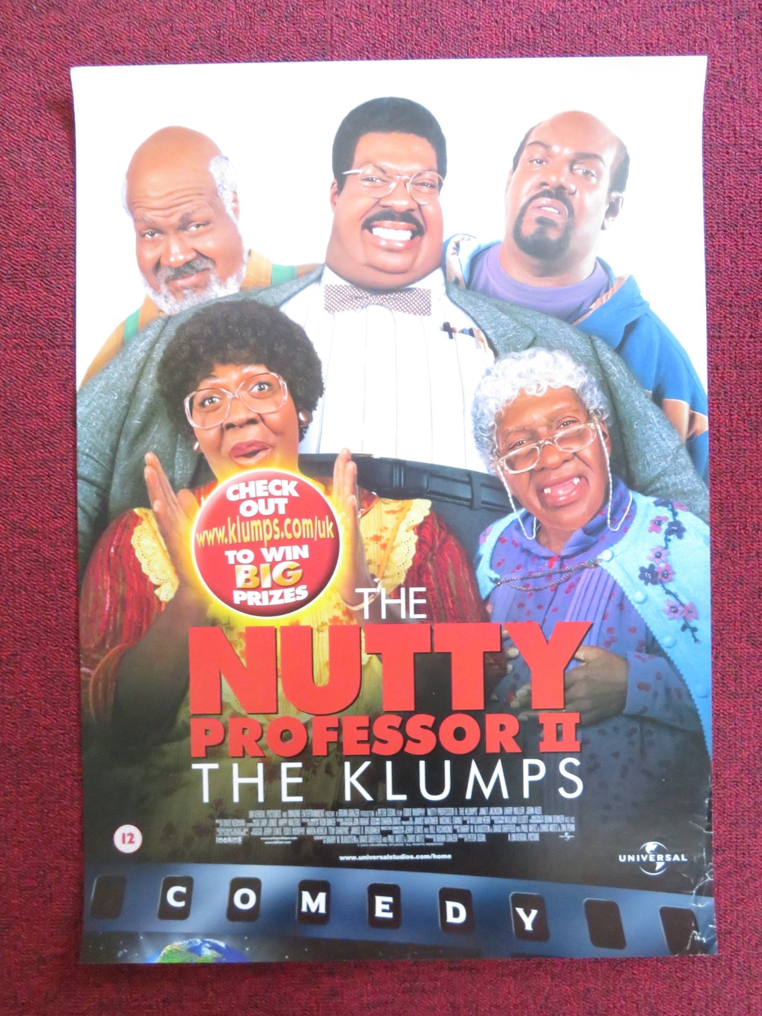 THE NUTTY PROFESSOR II: THE KLUMPS VHS VIDEO POSTER EDDIE MURPHY J. JACKSON 2000 Rendezvous Cinema Movie posters