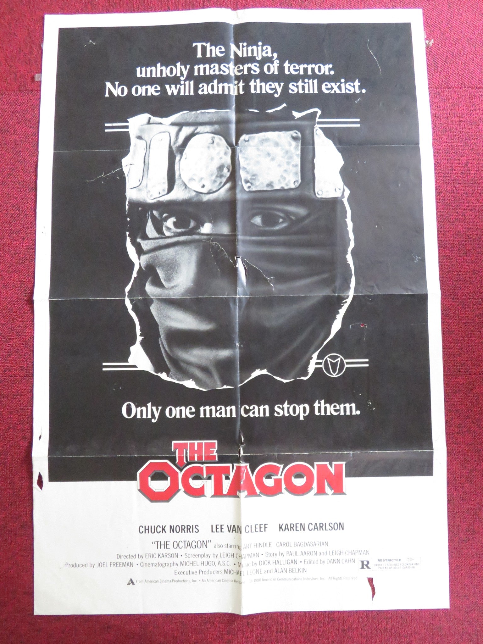 THE OCTAGON FOLDED US ONE SHEET POSTER CHUCK NORRIS LEE VAN CLEEF 1980 Rendezvous Cinema Movie posters
