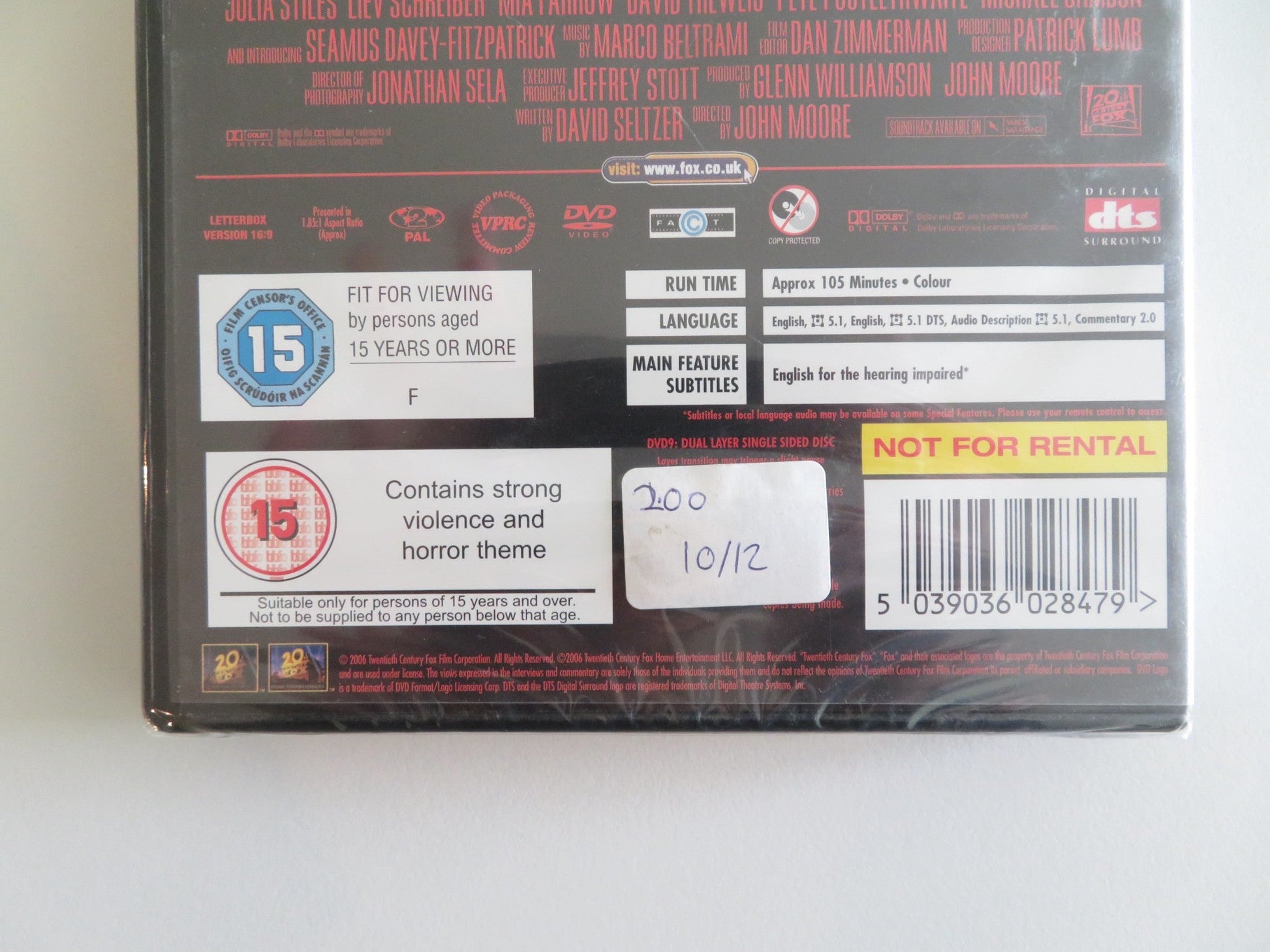 THE OMEN (DVD) JULIA STILES LIEV SCHREIBER 2006 REGION 2 Rendezvous Cinema Movie posters