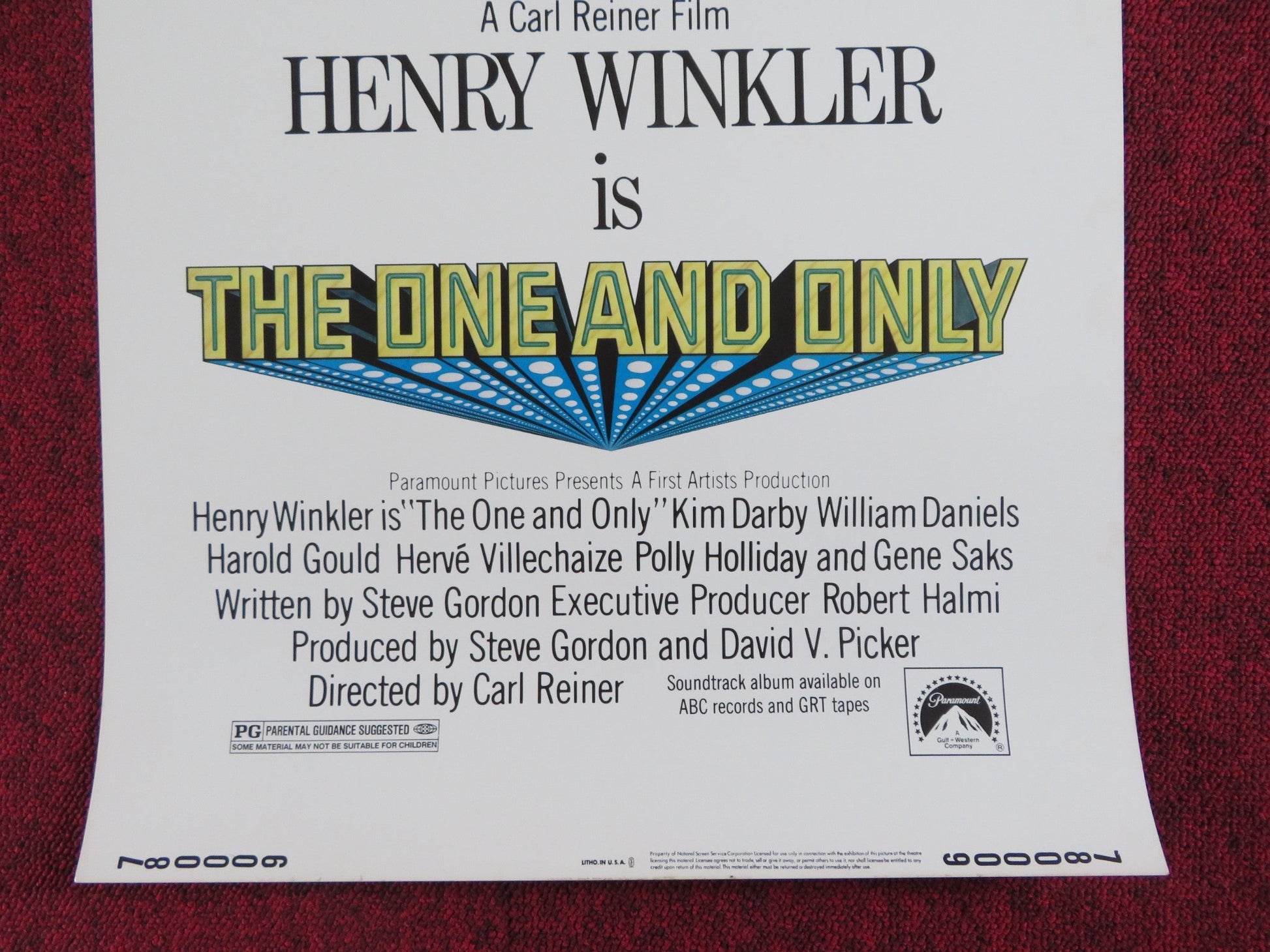 THE ONE AND ONLY US INSERT POSTER HENRY WINKLER KIN DARBY 1978 Rendezvous Cinema Movie posters