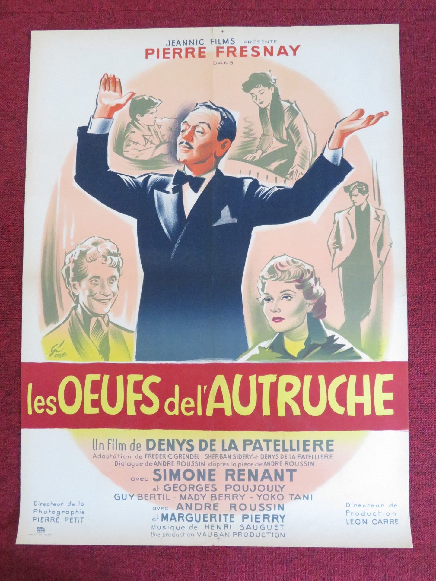 THE OSTRICH HAS TWO EGGS FRENCH POSTER ROLLED PIERRE FRESNAY SIMONE RENANT 1957 Rendezvous Cinema Movie posters
