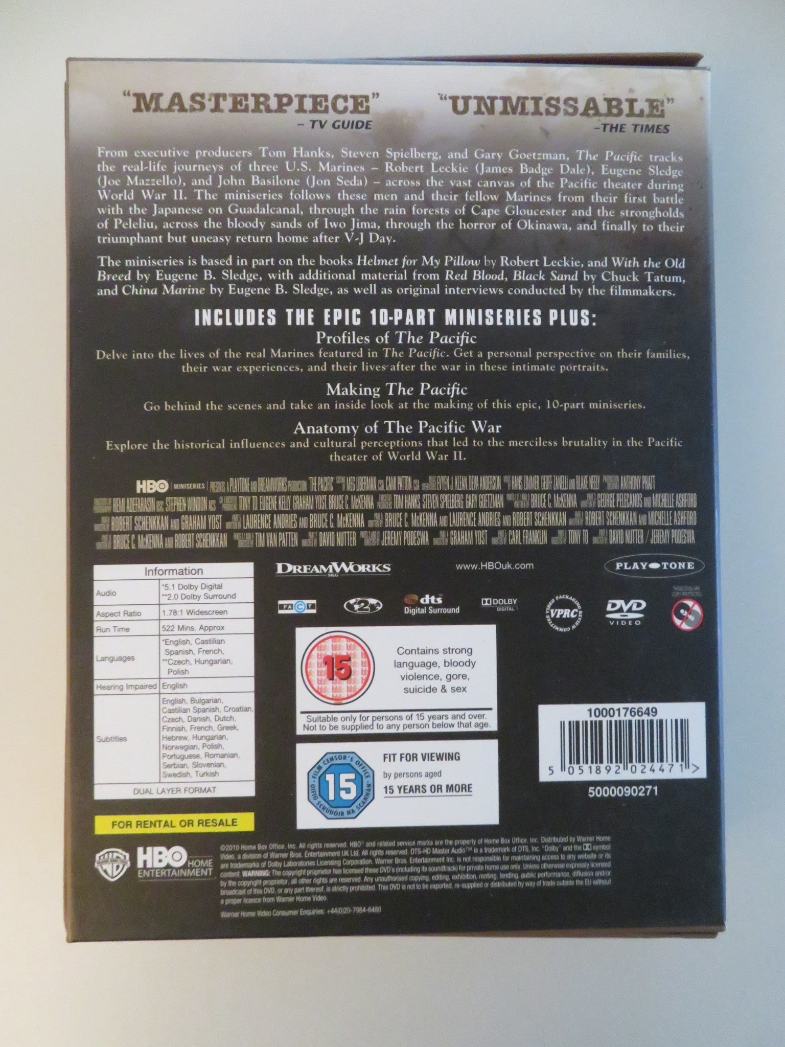 THE PACIFIC - 6 DISCS (DVD BOXSET) TOM HANKS JON SEDA RAMI MALEK 2010 REGION 2 Movie posters