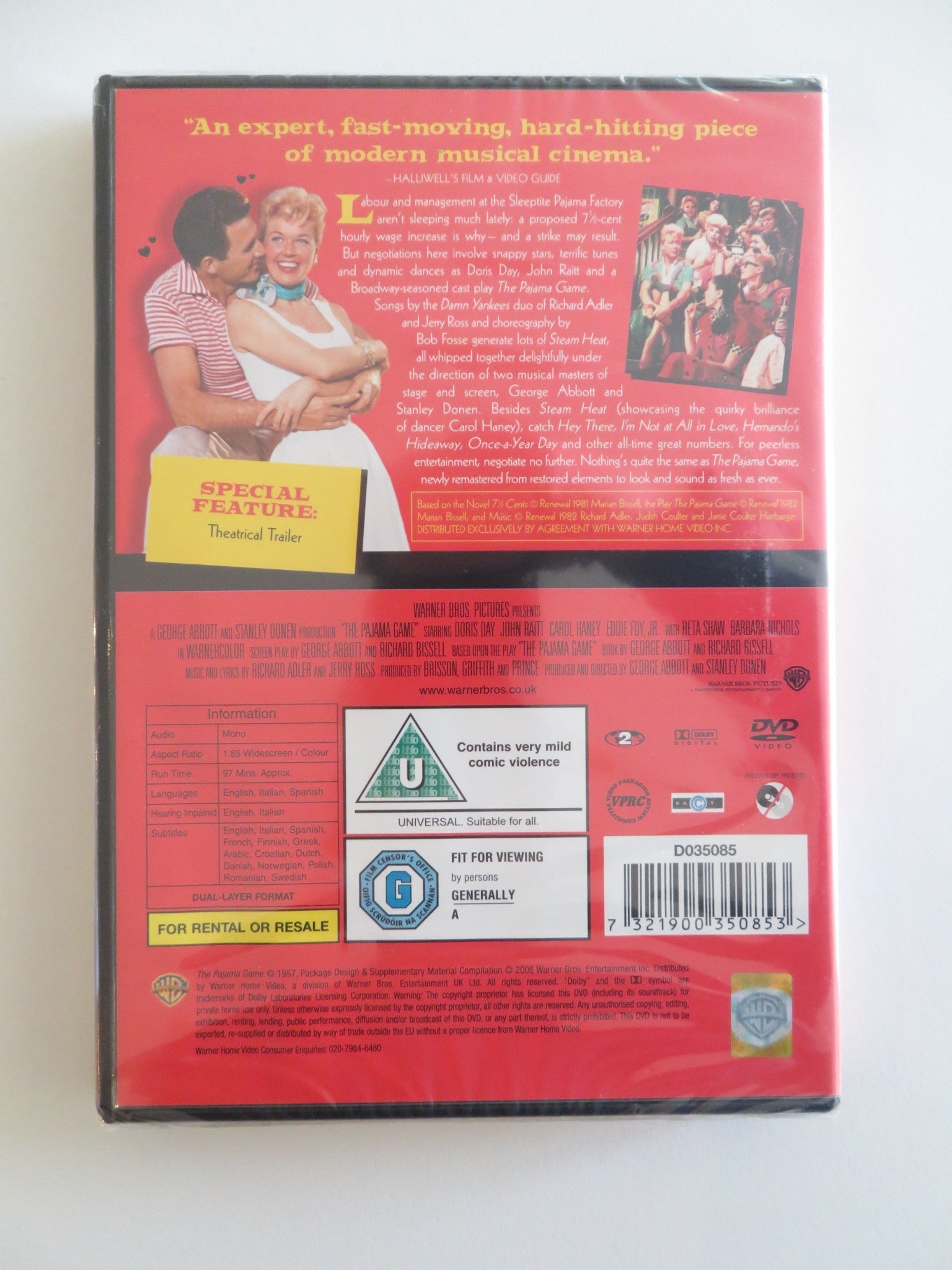 THE PAJAMA GAME (DVD) DORIS DAY JOHN RAITT 1957 REGION 2 Rendezvous Cinema Movie posters