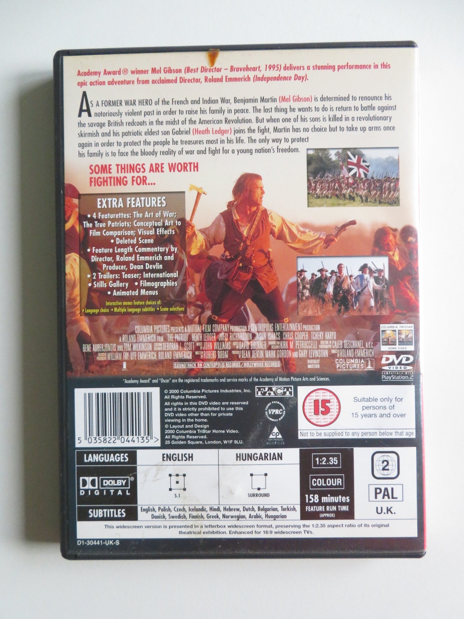 THE PATRIOT - B (DVD) MEL GIBSON HEATH LEDGER 2000 REGION 2 Movie posters