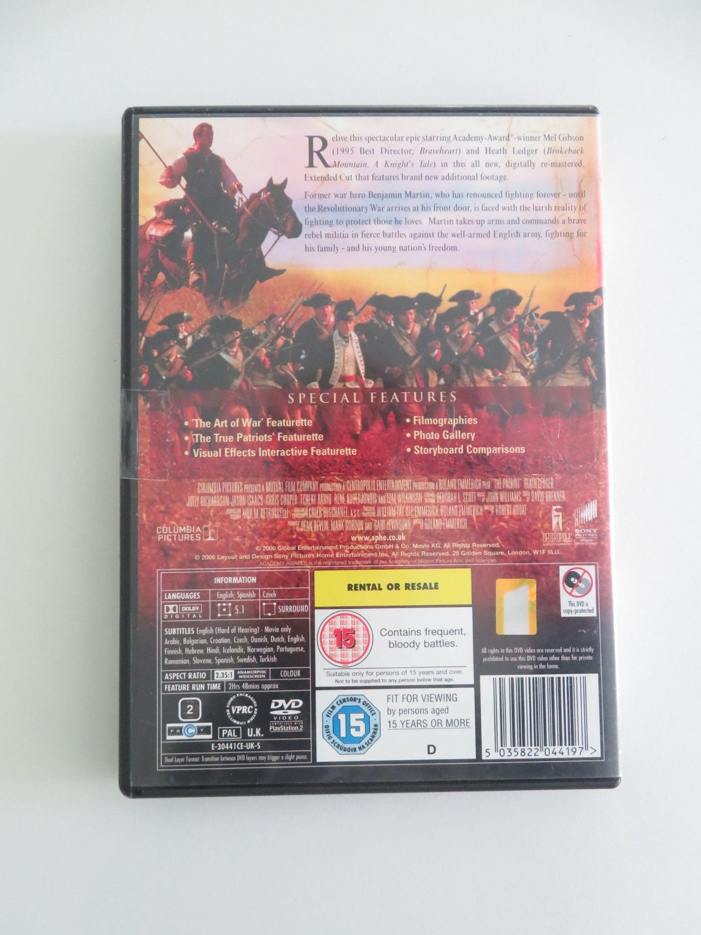 THE PATRIOT - EXTENDED CUT (DVD) MEL GIBSON HEATH LEDGER 2000 REGION 2 Movie posters